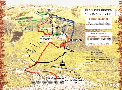 Plan des pistes Ax 3 Domaines VTT